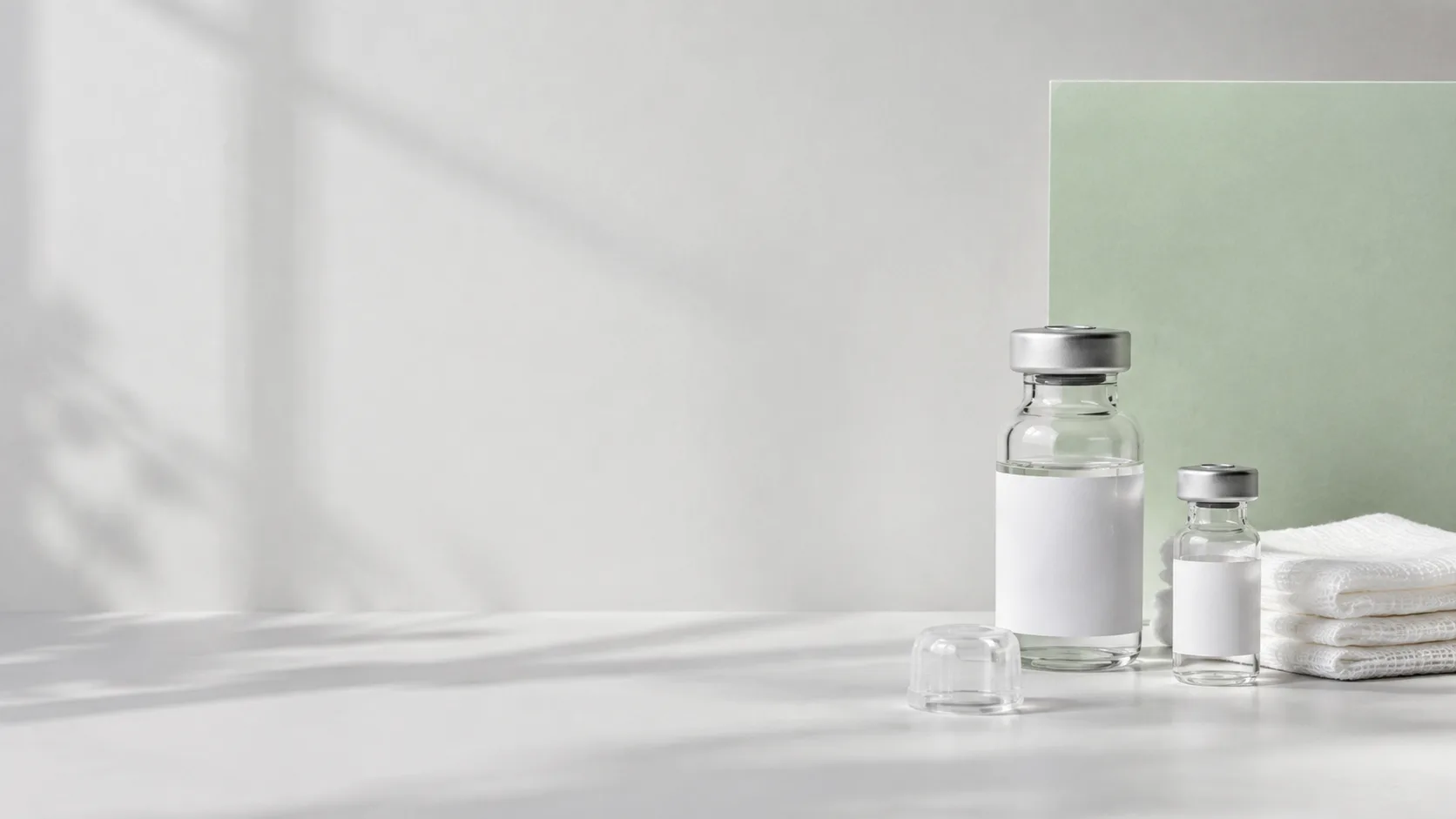 Unbranded medical vials, shown for illustration